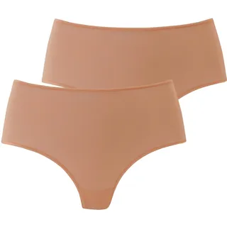 High-Waist-String LASCANA, Damen, Gr. 32/34, braun (caramel), Microfaser, Obermaterial: 77% Polyamid, 23% Elasthan, unifarben, körpernah, Unterhosen High-Waist-String, aus weicher und hoch elastischer Microfaser