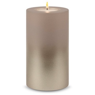 Qult Teelichthalter FARLUCE Levi 8cm Durchmesser taupe / cremegold Dauerkerze Kunststoffkerze 18 cm
