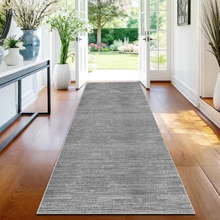 TFEHXYZU Teppich Läufer Flur rutschfest Teppichläufer Lang Küchenläufer Waschbarer Küchenteppich Vorzimmer Teppich Fußmatte Groß für Eingang, Wohnzimmer, Schlafzimmer, Korridor 40 x 60cm Grau
