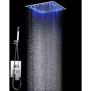 Handdusche Duschsystem LED Duschamatur Duschset Regendusche Duschkopf Duschsäule Duschstange Kopfbrause Handbrause Brausekopf 30x30cm