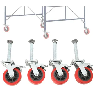 Atsoya 4PCS Gerüstrollen Set 150mm, Lenkrollen Transportrollen Gerüstrollen | 500 kg Tragkraft, 360° Drehbar, Bodenschonend Spurlos, für Möbel, Aufbewahrungsboxen, Arbeitsgerüste, Einfache Montage