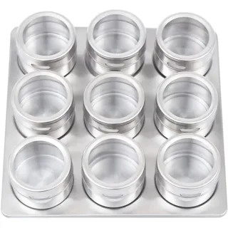 9PCS Gewürzdosen Set, Rund Gewürzglas Gewürzgläser, Kochen Ständer Metall Magnetische Gewürzdosen, Küchenutensilien für die Aufbewahrung von Gewürzen, Gewürzmischungen