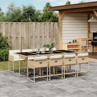 KKHOMEI Gartenmöbel Set 8 Stühle mit Tisch, Rattan Essgruppe für 8 Personen, Garten Sitzgruppe, Rattan Essgruppe, Gartengarnitur, Sitzgarnitur, Terrassenmöbel Set, Beige-A26