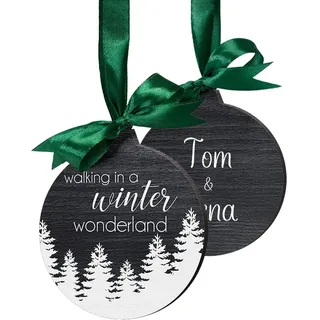 Weihnachtsbaum Anhänger personalisiert - Christbaumkugel Weihnachtskugeln mit Namen - Christbaumschmuck Holz schwarz - Baumschmuck Deko Weihnachten gestalten