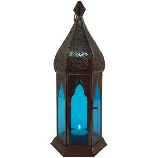 Guru-Shop Laterne Orientalische Metall/Glas Laterne in.. blau