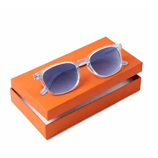 Unisex Sonnenbrille mit Sehstärke – Rechteckige Gläser – Sonnen Leser mit Moderner Cristal Fassung - UV400 Schutz - +3,25 Dioptrie – Für Damen und Herren – Grau Transparent - Silac - Sol Cristal 7551 - 3.25