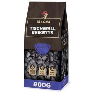 Magna Premium Tischgrillbriketts - 800 Gramm - geeignet für Tischgrill, Holzkohletischgrill - Rauchfreies Grillen mit Tischgrill