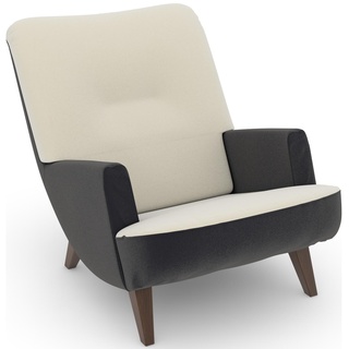Loungesessel MAX WINZER "build-a-chair Borano" Sessel Gr. Samtvelours, Füße Buche nussbaumfarben-Füße Buche Nussbaum, B/H/T: 70 cm x 75 cm x 96 cm, schwarz (anthrazit, creme) Loungesessel