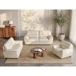 Couchgarnitur Leder 3+2+1 - Elfenbein - THIBAULT