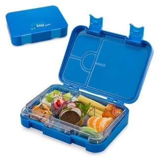 schmatzfatz Junior Brotdose Kinder mit Fächern| BPA Frei Lunchbox Kinder| Bento Box Kinder | Brotbox| Snackbox | Perfekt für Schule, Kindergarten & Unterwegs (Blau)