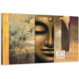 Visario Leinwandbild Buddha 120x80 cm 5157 - Kunstdruck auf Leinwand mit echtem Holzrahmen - Wandbild Zen Meditation Asien Dekoration modern fertig aufgespannt sofort aufhängbar Wohnzimmer