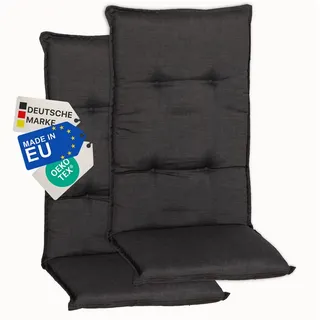 NYVI Hochlehnerauflage Hochlehner Auflagen 2er Set Barcelona - Gartenstuhlauflagen 118x50cm, (2 St), Stuhlauflage, Sitzauflage mit Halteband, UV-fest grau
