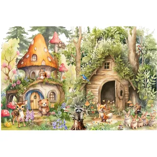 Fototapete Kinderzimmer, Wald, Waldtiere Bäume, Tapeten für Kinder Babyzimmer Vlies Tapeten wandtapete Mädchen und Jungen. Tapete nach Maß 1m2