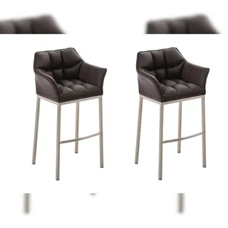 CLP Barhocker Damaso 2er Set Kunstleder 240 kg 45 x 45 x 100 cm Braun