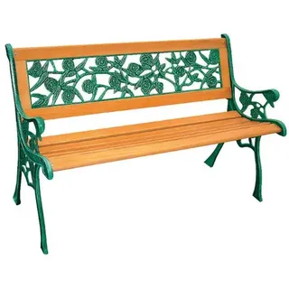 Spetebo Rosen Parkbank Gartenbank | Gusseisen Holz Hartholz Dekobank Sitzbank