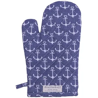 Krasilnikoff Ofenhandschuh Anchor mit Ankermotiv, 29x18 cm, thunder blue
