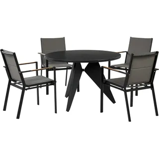 Beliani, Gartentisch + Balkontisch, Gartenmöbel Set Aluminium schwarz / grau 4-Sitzer OLMETTO/BUSSETO (110 cm)