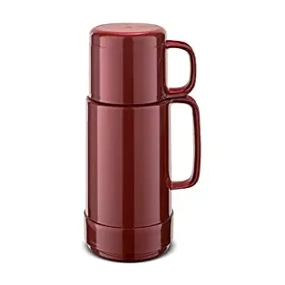 ROTPUNKT Isolierflasche 0,25 L mit integriertem Becher - Hochwertige Isolierkanne Made in Germany I Bis zu 24 h heiß & 36 h kalt (Andreas 80, Shiny Burgund)