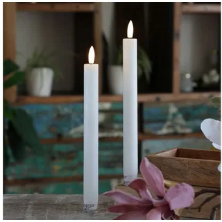 MARELIDA LED-Kerze LED Stabkerzen Tafelkerzen Dinner Spitzkerzen rustikal 24cm weiß 2St, LED Classic, warmweiß (2100K bis 3000K) weiß