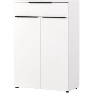 bümö Space Aktenschrank Holz, Sideboard & Kommode hoch in Weiß - Regal mit Türen & 1 Schublade für Ordner & Büro, Schrank klein als Möbel für