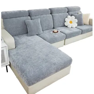 Coonoor Sofahusse Sofabezug Ecksofa L Form Stretch Chenille Sofa, Überzug Universal Couchbezug grau