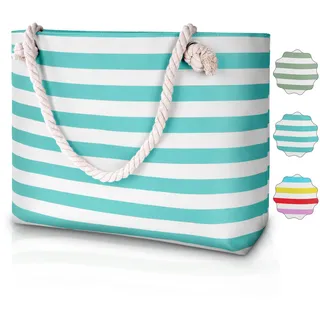 URAQT Große Wasserdichte Strandtasche mit Reißverschluss und Taschen für Damen, XXL Familie, Damen Beach Tote Bag Schultertasche, Geeignet für den Strandurlaub Wasserdichte Tasche - 60 x 38 x 19 cm