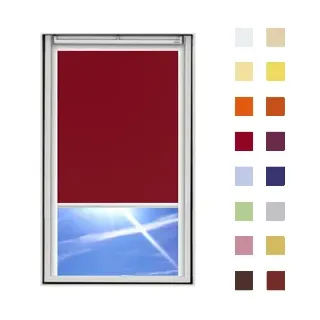 Dachfensterrollo guenstig nach Maß, Stoff Polyester, Farbe dunkelrot, mit Kassette oder als Springrollo, weitere 120 Farben im Shop