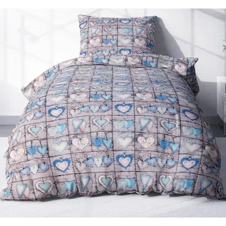 2 tlg. Seersucker Bettwäsche 155x220cm + 80x80cm Landhaus Blau (EW-358-2)
