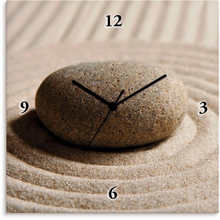 Artland Wanduhr Mini Zen Garten - Sand (wahlweise mit Quarz- oder Funkuhrwerk, lautlos ohne Tickgeräusche) beige