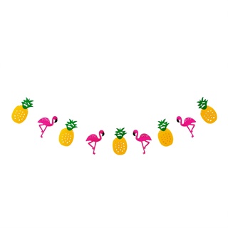 Hawaii Girlande Sommer Party Deko Banner mit Flamingos + Ananas