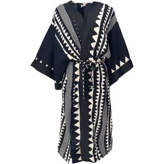 Guru-Shop Kimono Kimono, Oversize Kimono Mantel, Kimonokleid -.., alternative Bekleidung beige|schwarz
