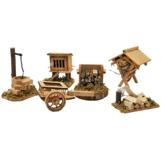 Geschenkestadl Krippen-Zubehör 6 oder 8 teiliges Krippenzubehör aus Holz (6 St)