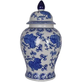 Chinesische Deckelvase Antik Deckelgefäss Amphore Blau Weiss Porzellanvase pin003 Palazzo Exklusiv