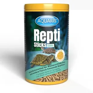 Aquaris Repti Sticks Carni Schildkrötenfutter 320 g / 1 L. Schildkrötenfutter für Wasser- und Sumpfschildkröten mit Proteinen aus Fisch und Garnelen. Unterstützt die Gesundheit von Panzer und Knochen.