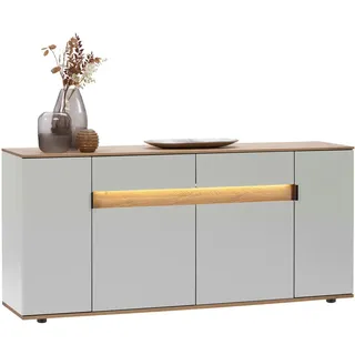 Dieter Knoll Sideboard Cremona, Eiche, Hellgrau, Holz, Holzwerkstoff, Asteiche, furniert, 6 Fächer, 2 Schublade(n) Schubladen, 180.6x82x42 cm, Typenauswahl, Beimöbel erhältlich, in verschiedenen Holzdekoren erhältlich, Holzmöbel, Kleinmöbel Holz, Holzkommoden, Sideboards Holz