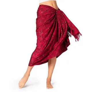 PANASIAM Sarong Pareo Starlit Wachsbatik aus hochwertiger Viskose Strandtuch, Viskose, Strandkleid Bikini Cover-up Tuch für den Strand Schultertuch Halstuch rot 250x116cm