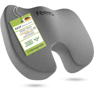 feela.® Orthopädisches Autositzkissen [3 Härtegrade] – Keilkissen für Autos – Besserer Sitzkomfort und Entlastung des Steißbeins – Autositz-Sitzerhöhung, Fahrersitzkissen (Medium)