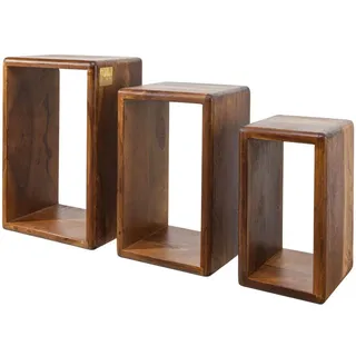 MASSIVMOEBEL24.DE Wandregal Set 45 x 20 x 30 cm Dunkelbraun