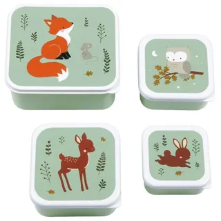 A Little Lovely Company Waldfreunde grün Lunchbox-Set Verschiedene Größen Naturthema