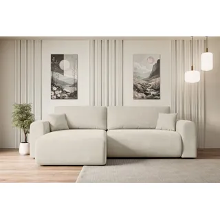 altdecor Ecksofa Samt mit Schlaffunktion 2-Sitzer Beige