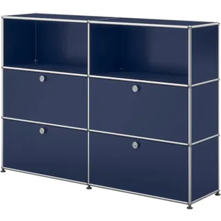 USM Haller Sideboard mit 4 Klapptüren und 2 offenen Fächern stahlblau