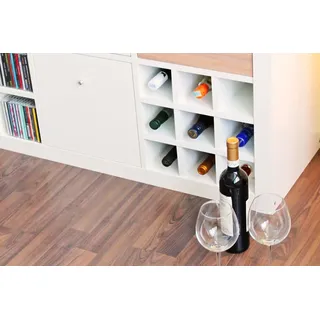 New Swedish Design Kallax Expedit Regal Einsatz 9 Flaschen (Fächer 10 x 10 cm) Flaschenregal Weinregal Wein u. Sektflaschen Aufbewahrung Handtuchregal 33,5 x 33,5 x 36 cm Weiss
