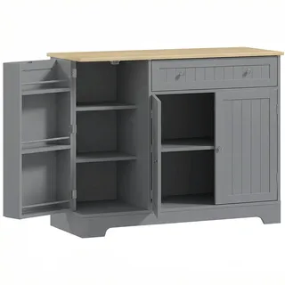 HOMCOM Küchenbuffet, Küchenschrank mit 3 Türregalen, 1 Schublade, verstellbaren Einlegeböden, Sideboard für Esszimmer, 105x40x83 cm, Grau   Aosom