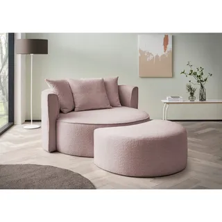 LeGer Home by Lena Gercke XXL-Sessel ISALIE, Rundsessel mit Hocker, Lesesessel, Loveseat, Big-Sessel (Set), trendige Stoffe, 3 Zierkissen, große Sitzfläche, Cord, Samt, Bouclé lila