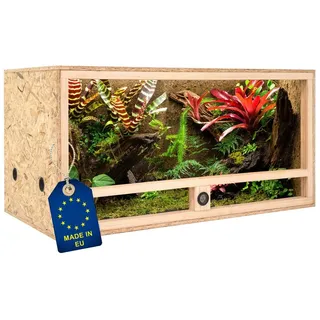 Ita Holz Terrarium 100x50x50 cm mit Seitenbelüftung & Integriertem Hygrometer - Holzterrarium aus OSB-3 Platten - Terrarien für Reptilien, Schlangen, Amphibien - EU Produkt, FSC Zertifiziert