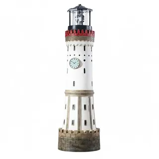 EUROtops Solar-Leuchtturm Lindau, handbemalt, 84 cm, Eingangsbereich | rotierendes LED-Leuchtfeuer, Dämmerungssensor, wetterfest IP44, für Garten und Terrasse, Polyresin