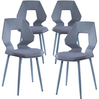 Trisens 2er 4er Set Design Stühle Esszimmerstühle Küchenstühle Wohnzimmerstuhl Bürostuhl Kunststoff, Farbe:Grau/Grau, Menge:4 St.