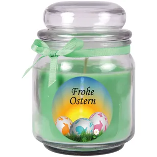 HS Candle Duftkerze als Ostergeschenk (Coconut Limes-Duft), Design: Ostereier - Kerze als Osterdeko - 300g. Wachs mit ca. 70 Stunden Brenndauer