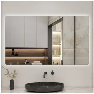 Aica Sanitär Badspiegel Badspiegel mit Beleuchtung Badezimmerspiegel rahmenlos 3Farben Dimmbar 120 cm x 80 cm
