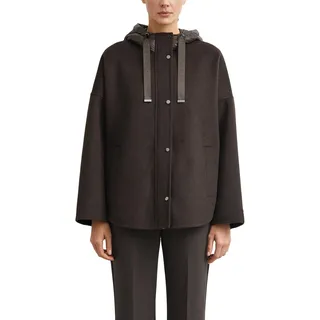 COMMA Damen Outdoor-Cape – Wollmix, Puffer-Kapuze, Loose Fit - L